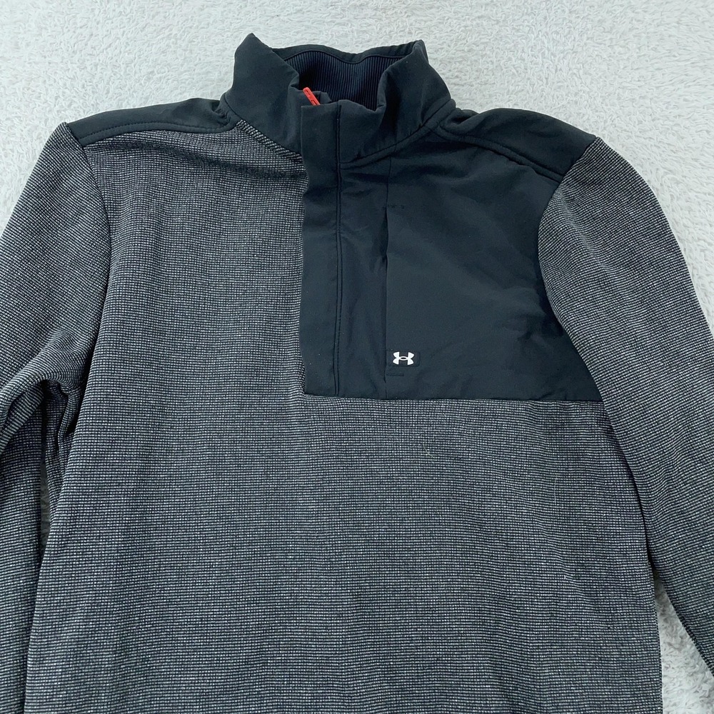 Under Armour Golf Pullover Mens Small Gray Black UA Storm Quarter Zip Fleece
